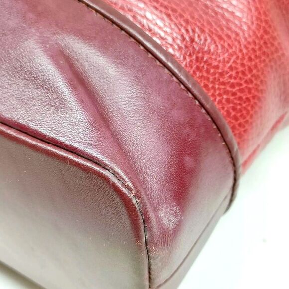Auth Vtg Cartier Bordeaux Burgundy Two Tone Tank Must Bucket Shoulder Tote Bag - Picture 8 of 10